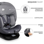Kinderkraft I-GROW Kindersitz 0-36 kg, I-SIZE 40-150 cm, 360 grad drehbar, Kinderautositz mit Isofix station, FWF und RWF, Verstellbare Kopfstütze/Rückenlehne mit Liegeposition, Grau