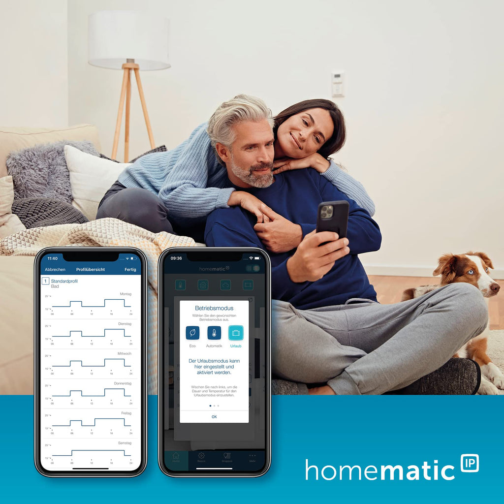 Homematic IP Smart Home Wandthermostat mit Luftfeuchtigkeitssensor, digitales Thermostat Heizkörper/Fußbodenheizung mit/ohne App, Alexa, Google Assistant, Temperaturmessung, Energie sparen, 143159A0C