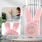 Homealexa Kinder Lichtwecker Cute Rabbit Kinderwecker Creative Nachttischlampe Snooze-Funktion, zeitgesteuertes Nachtlicht, Kindertagesgeschenk für Kinder, Mädchen (Pink)