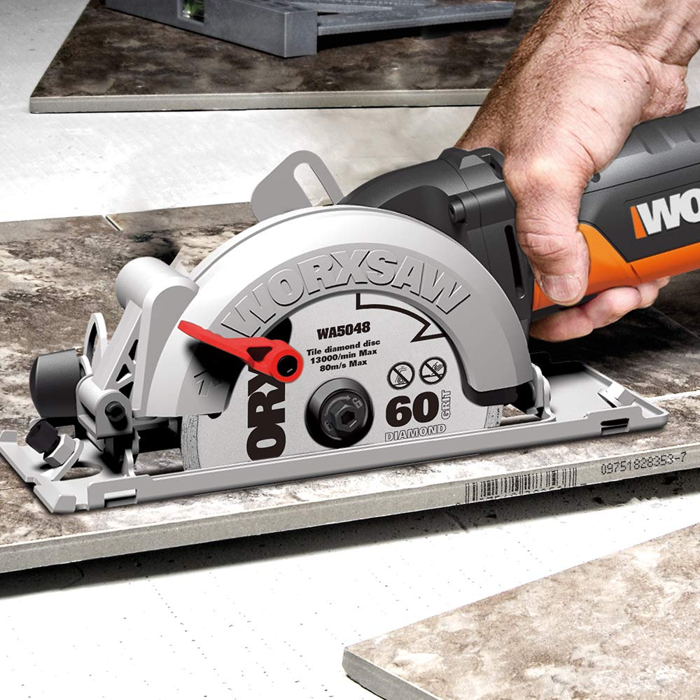 WORX WX439 Kompakt-Handkreissäge 480W - zum Sägen von Metall, Plastik, Holz, Stein und Fliesen - 120mm Sägeblatt