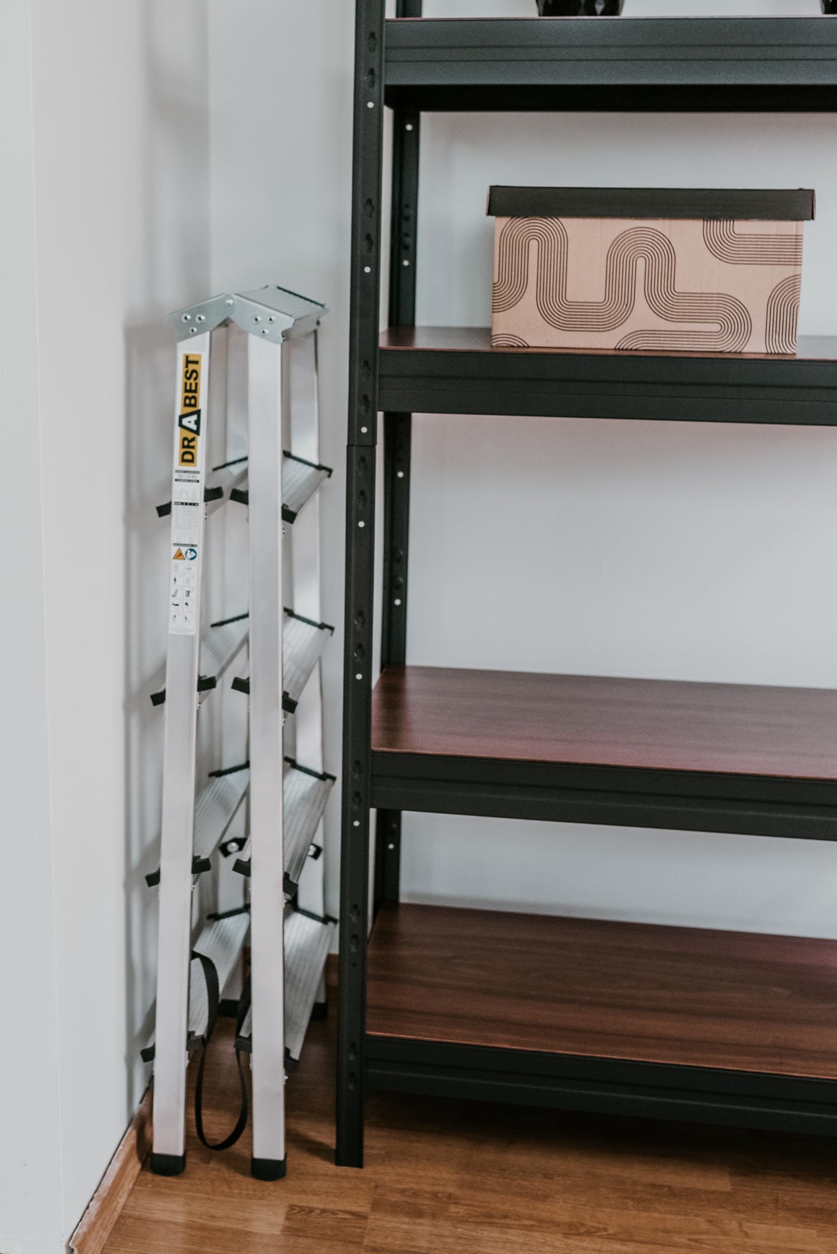 DRABEST Klappleiter Klapptritt Alu Leiter 2 x 5 Stufen Trittleiter Beidseitig Mehrzweckleiter bis 125 kg Belastbar Leiter