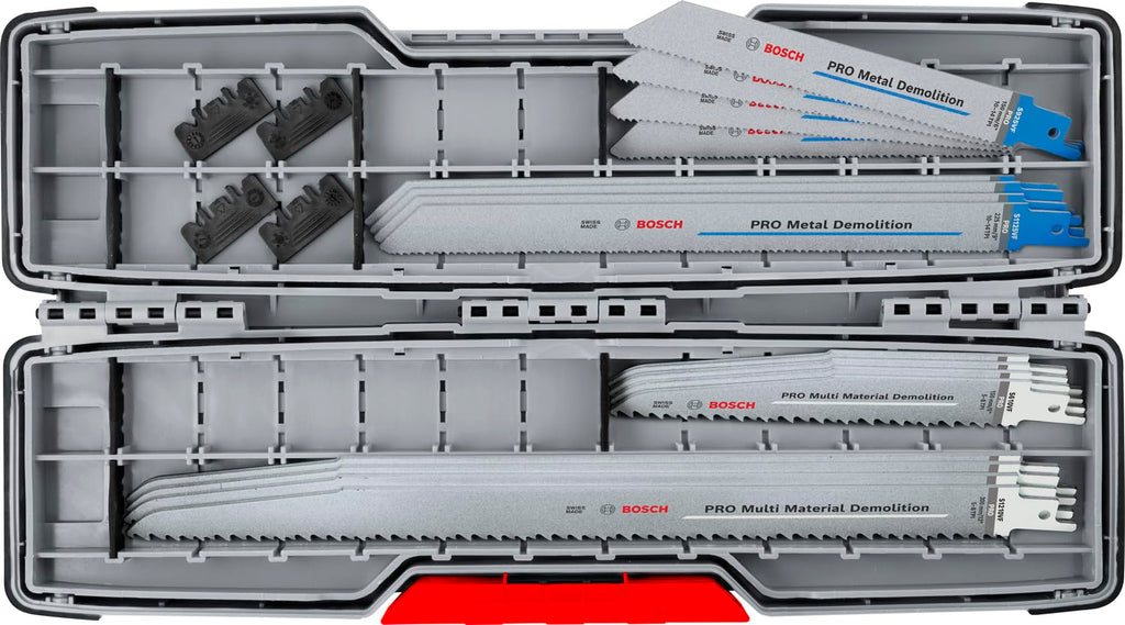 Bosch 16x PRO Tough Box Demolition Säbelsägeblatt-Set, 16-tlg. (für Rohre und Profile aus Metall, Nichteisenmetalle, Länge mm, Professional Zubehör Säbelsäge)