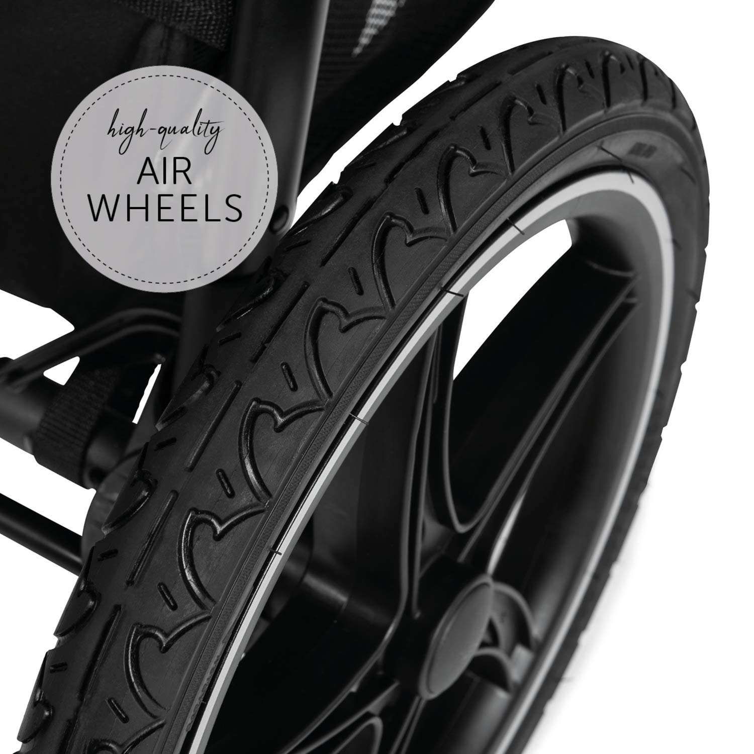 hauck Runner 2, Schwarz - Robuster Dreirad Buggy mit XL Lufträdern, Federung, UV Schutz 50+, XL Netzfenster, Verstellbarer Schieber, mit Liegefunktion für Kinder ab Geburt bis 22 kg, Faltbar