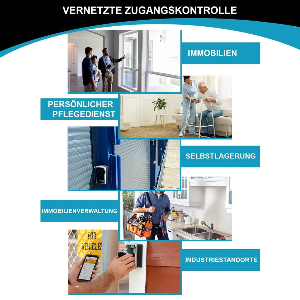 Master Lock Smart Connected Schlüsseltresor zur Wandmontage, Bluetooth oder Kombination, mittel 83 x 127 x 59 mm, Outdoor, für Profis, Schwarz und Grau