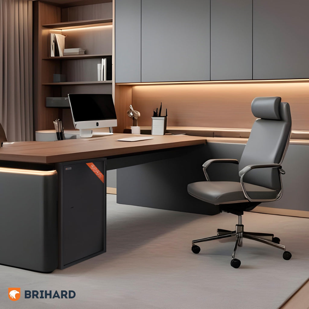 Brihard Business XXL Tresor mit Schlüssel 73x40x36cm & Feuerfeste Dokumententasche A4, 102L Großer Stahl Safe für Zuhause oder Büro mit 3 Höhenverstellbaren Ablagen, für Laptop, Geld & A4 Dokumente