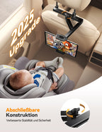 JOYROOM Tablet Halterung Auto [Stabilisierende dreieckige Struktur] iPad Halterung Auto mit Doppeltem Gestänge Klapparm Tablet Halterung Auto Kopfstütze für iPad/Switch/Phone 4.7-13 Bildschirm Geräte