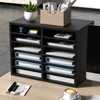 VEVOR Briefablage Schreibtisch Organizer 520 x 305 x 410 mm, 2,3–5,6 cm Einstellbar A4 Stapelbar Quer, Papierablage, Aufbewahrung Schreibtisch Ablagesystem Organisation, Ablage (Schwarz, 2 x 6 Fächer)