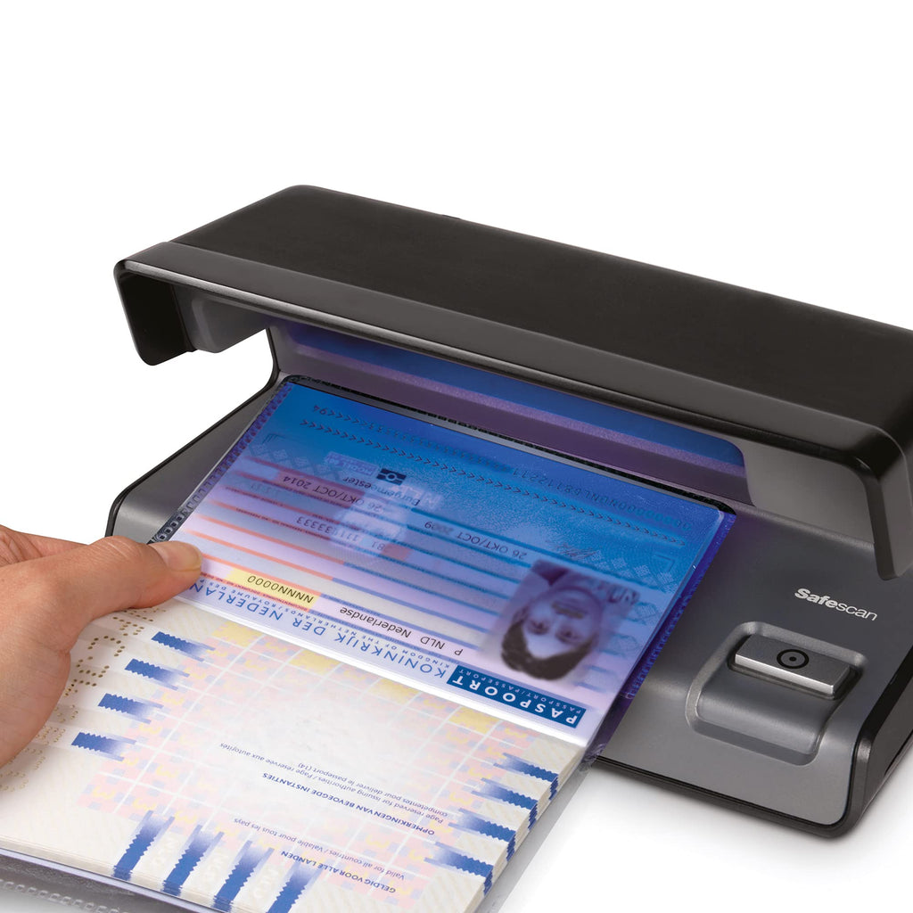 Safescan 50 UV Falschgeld-Detektor, der Banknoten, Kreditkarten und Ausweise überprüft - UV Geldprüfer für neue Scheine - Falschgeld-Scheinprüfer mit UV-Licht - UV-Licht-Geldprüfer Maschine