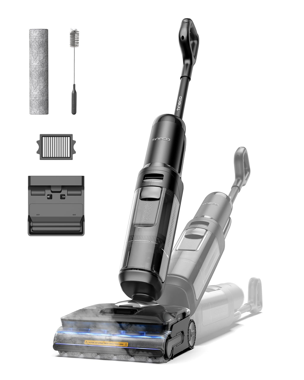 Tineco FLOOR ONE S7 Stretch Steam Nass Trockensauger 160 °C HyperSteam Dampfreiniger, 80 Min Laufzeit, DualBlock Anti-Tangle, FlashDry Selbstreinigung, Dreiseitige Kantenreinigung, hartnäckige Flecken