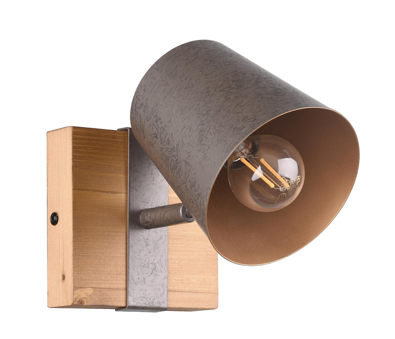 Trio Leuchten Wandspot Bell 801900167, Metall Nickel antik, Holz, exkl. 1x E14