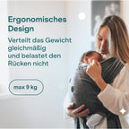 Koala Babycare Tragetuch Baby Neugeborene - Einfach Anzuziehen für Mütter und Väter - Babytrage Multi-Use Bis 9kg - Babytragetuch Anthrazitgrau