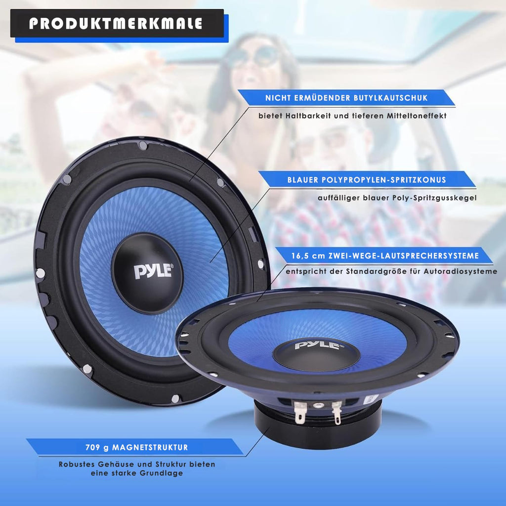 Pyle Auto Lautsprecher Set 15,2 cm x 20,3 cm, 3-Wege Lautsprecher Boxen, 360W, 91 dB, Einbaulautsprecher mit ASV-Spule, Autolautsprecher mit Piezo Hochtöner ¾" , Komplettset mit Installationszubehör