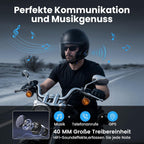 WAYXIN KT1 Motorrad Bluetooth 5.4 Kopfhörer, Motorrad Headset mit DSP & CVC Dual Geräuschunterdrückung, Motorradhelm Bluetooth mit HI-FI, Freisprechfunktion/IP67 Wasserschutz （Kopplung Nicht möglich）