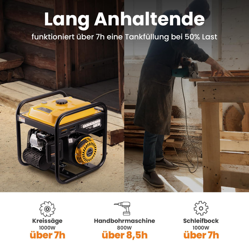 maXpeedingrods Inverter Stromgenerator 3500W Benzin 4 Takt mit zwei 230V Steckdosen Leise und leicht als Notstromaggregat hausversorgung für Garage Werkstatt Baustelle