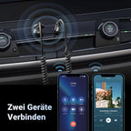 UGREEN Aux Bluetooth Adapter Auto Bluetooth 6.0 Empfänger Klinke für Freisprechanruf und Wireless Musik kompatibel mit Auto mit Aux und USB Anschluss, Lautsprecher, Verstärker (Grau-Standard)