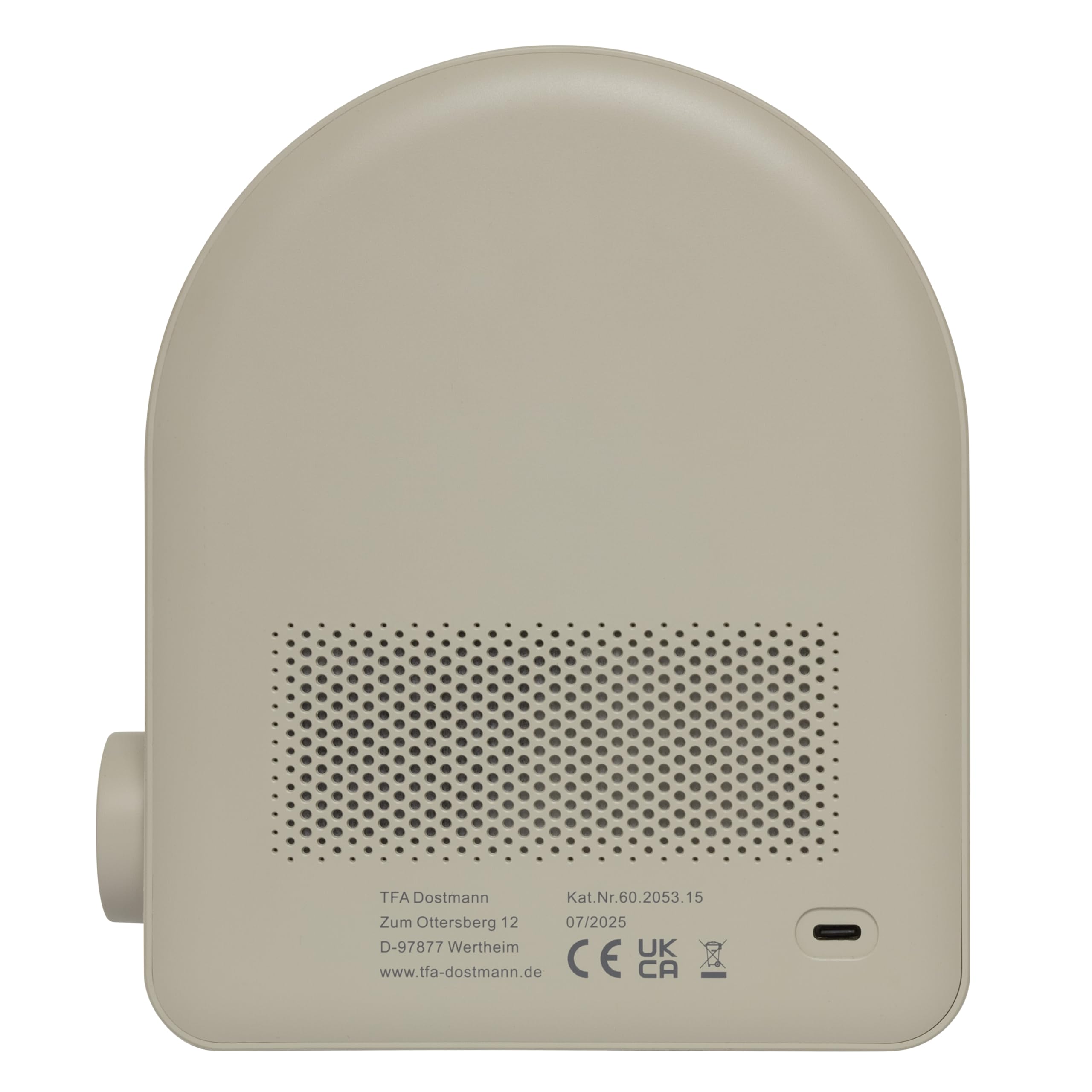 TFA Dostmann Lichtwecker Digital mit Mondlampe, Nachtlicht, Nachttischlampe, White-Noise, Naturgeräusche, Einschlafhilfe, 2 Alarme, 60.2053, Hellgrau, Beige