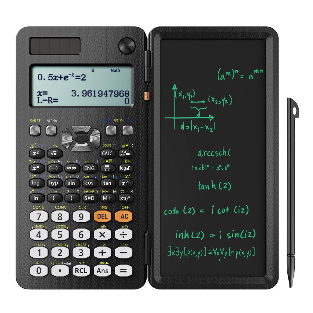 NEWYES 991ES Wissenschaftlicher Taschenrechner mit Notizblock und Stift- 417 Funktionen, Solar und Batterie Dual Stromversorgung, Ideal für Gymnasiasten, Studenten, Lehrer& Ingenieure
