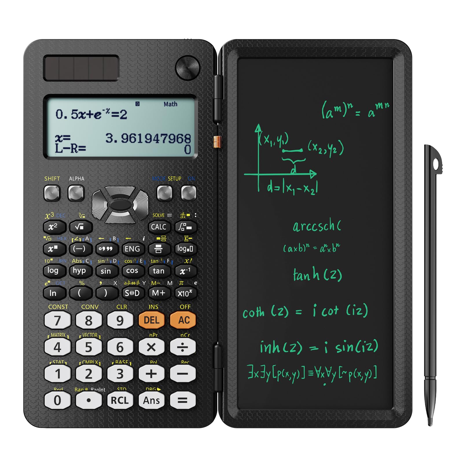 NEWYES 991ES Wissenschaftlicher Taschenrechner mit Notizblock und Stift- 417 Funktionen, Solar und Batterie Dual Stromversorgung, Ideal für Gymnasiasten, Studenten, Lehrer& Ingenieure