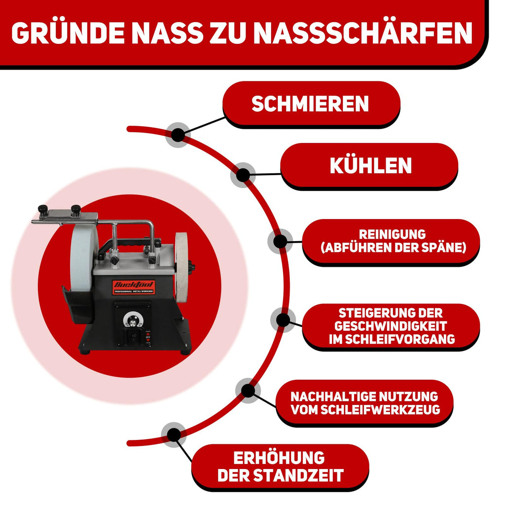 BUCKTOOL 250mm Nassschleifmaschine mit variabler Geschwindigkeit, Nass-Schleifmaschine, SCM8103