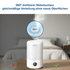 Levoit 19dB leise Top-Fill Luftbefeuchter, Smart Humidifier für Schlafzimmer, Baby, Luftfeuchtigkeit Sensor, Raumbefeuchter mit 360°Drehdüse für Kinderzimmer, Pflanzen, 3 L, Cremeweiß