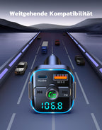 Glangeh FM Transmitter Auto Bluetooth Schnelles Autoladegerät 54W (PD 36W & QC3.0 18W) - Dual Mikrofon Bluetooth Adapter Auto Zigarettenanzünder, unterstützt Siri-Assistent & Freisprecheinrichtung