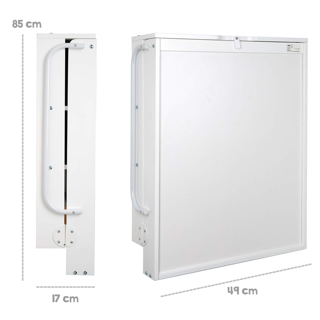 roba Wandwickeltisch + Wickelauflage roba Style grau - Wickeltisch klappbar & platzsparend zur einfachen Wandmontage - Holz weiß, 1 Stück (1er Pack)