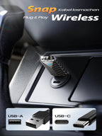 CODONOVA CarPlay Wireless Adapter – 2026 Pro Mini Android Auto Adapter, Plug & Play über USB-A/USB-C-Anschluss, Stabil & Kompakt, Kompatibel mit Autos ab 2016, iOS 10+ & Android 10+ (Kohlefaser)