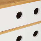 Relaxdays Schreibtisch Organizer, 2 Schubfächer, Bambus & MDF, Aufbewahrungsbox Büro, HxBxT: 14 x 25 x 20 cm, weiß