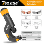 TOLESA Rohrschneider 5-50mm, Rohrabschneider mit Entgrater, Rohrschneider für Kunststoff, Dünner Edelstahl, Stahl, Kupferrohr, Aluminium, PVC Rohre Schneiden