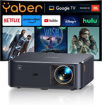 Beamer 4K mit Android TV 11.0, Sound by JBL, Dolby Audio, NFC, Autofokus, Auto Trapezkorrektur, WiFi6, Bluetooth, YABER K2s 1080P Full HD Beamer Heimkino Outdoor 300" Display Video Projektor