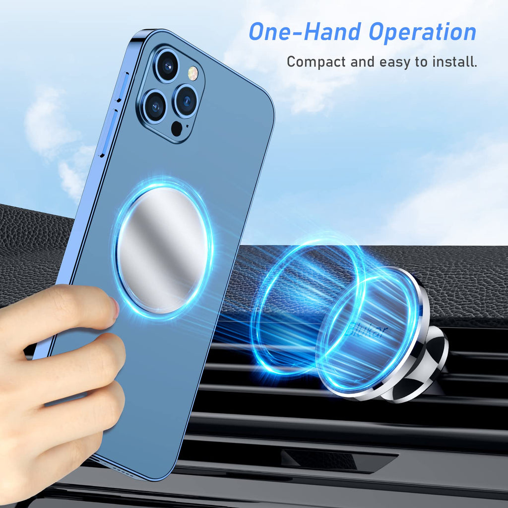 Blukar Handyhalterung Auto Lüftung, Universale 360° Magnetisch KFZ Handyhalter Auto Zubehör mit 5 Starke Magnet & 4 Metallplatten, Kompatibel mit iPhone 17 Air/Pro/16/15/14, Galaxy, Mate usw.