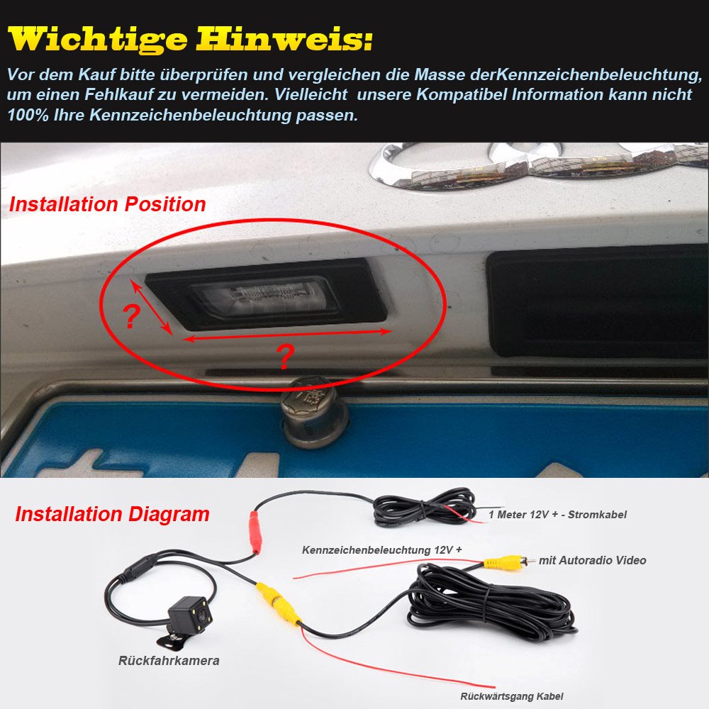 Rückfahrkamera Farbkamera Einparkkamera Nachtsicht und für Rückfahrsystem Einparkhilfe-Wasserdicht&Stoßfest für Honda Accord Civic EK/FD Odyssey Pilot Acura TSX