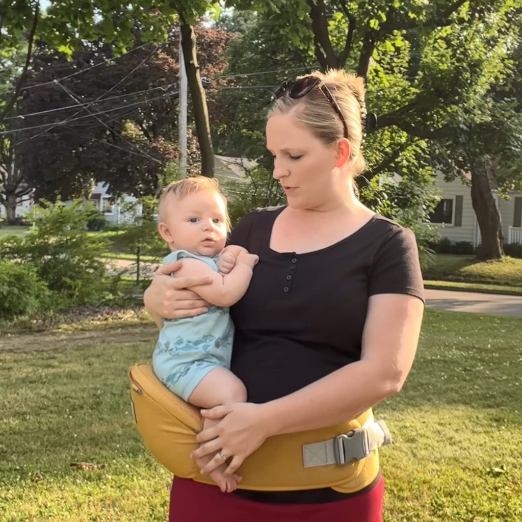 Bebamour Babytrage für Neugeborene bis Kleinkinder, Hüftsitz, 0-36 Monate, Kopfhaube, 3 Stück Zahnungspads, Taillenverlängerung, Grau