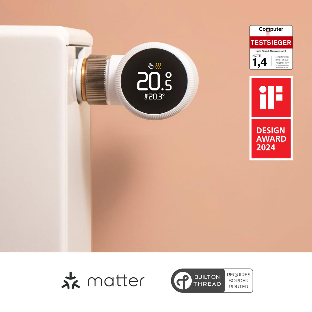 tado° Smartes Heizkörperthermostat X, Heizungssteuerung per App und Smart Speaker (Alexa, Siri, Google Assistant), spart Energie & Kosten, DIY Installation