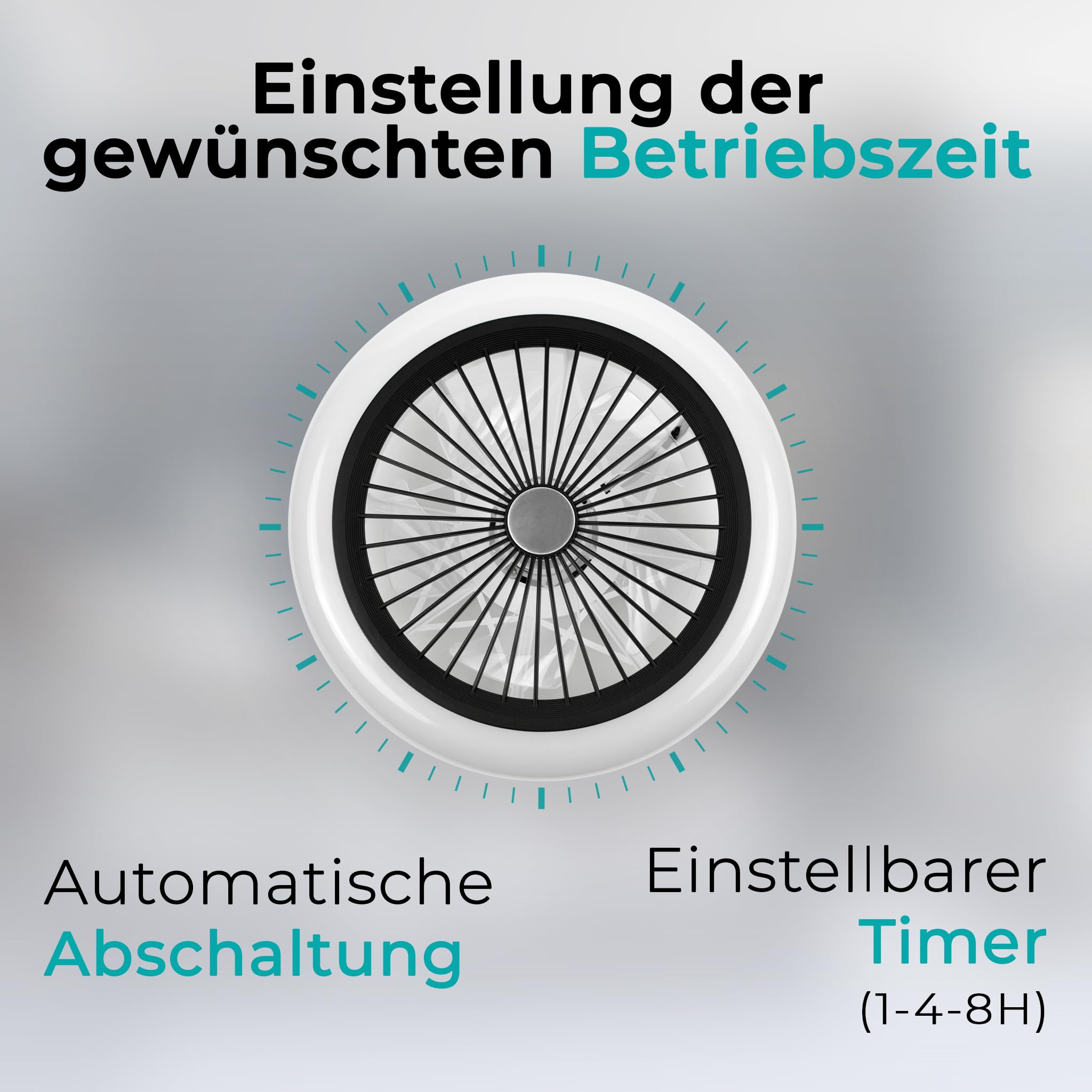 Noaton® Polaris 11045B Deckenventilator mit Beleuchtung, Schwarz, LED Dimmbar, 3 Farbtemperaturen, Fernbedienung, Timer, Luftdurchsatz bis zu 60 m3/min, für Wohnzimmer Schlafzimmer, Durchmesser 45cm
