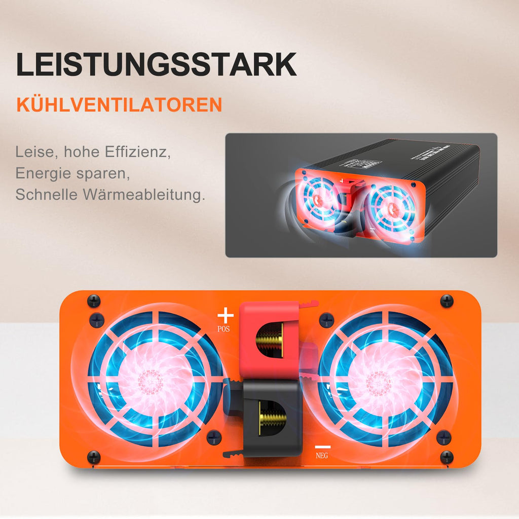 DATOUBOSS 2000W/4000W Spannungswandler 24v auf 230v Reiner Sinus Wechselrichter Power Inverter mit EU Steckdosen, USB/Type-C und LCD Anzeige, Umwandler Stromwandler für LKW Camping Haushaltsgeräten