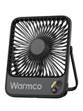 Warmco 10000mAh Tragbarer Ventilator 21 cm Hoch, Max 24h Laufzeit, Ultra-dünn Leise Akku Tischventilator mit Digitalanzeige für Camping, Büro, Schlafzimmer, Reisen