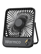 Warmco 10000mAh Tragbarer Ventilator 21 cm Hoch, Max 24h Laufzeit, Ultra-dünn Leise Akku Tischventilator mit Digitalanzeige für Camping, Büro, Schlafzimmer, Reisen
