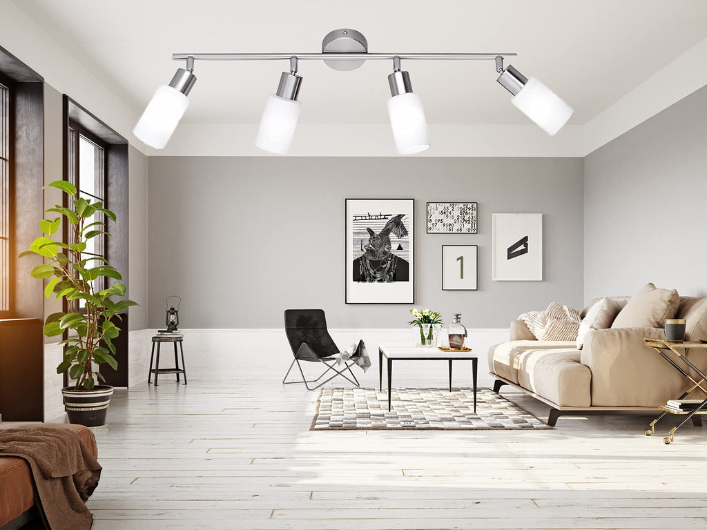 RL LIVE YOUR LIGHT Reality Leuchten Deckenleuchte Mars R80014007, Nichel Opaco/Bianco, 4 x E14