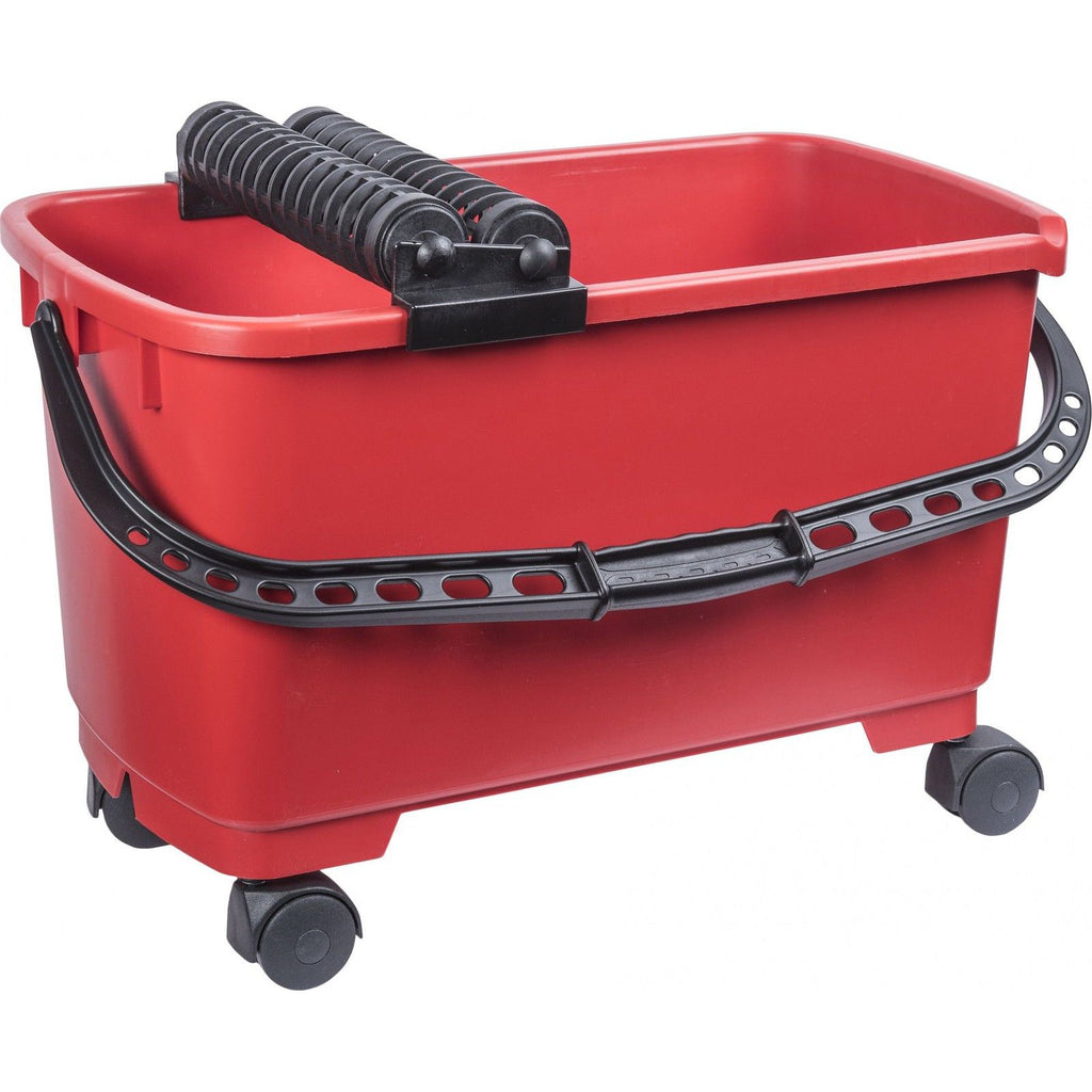Connex Fliesen-Rollenwaschset 22 Liter - rot / schwarz - Stabile Ausdrückrollen - Inklusive 4 Laufrädern für einfachen Transport / Wascheimer / Fliesenleger Werkzeug / Fliesenwaschset / COX790701