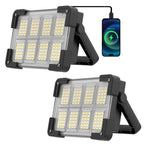 OHAYORI LED Baustrahler Akku, 4 Modi LED Strahler Akku, Campinglampe Aufladbar, Tragbare USB Wiederaufladbare PowerBank, Dimmbares Notlicht für Garten, Angeln, Camping, Wartung, Notfall (2 Stück)