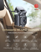 Baseus VD1 Pro Dashcam Auto Vorne Hinten 4K+1080P, Solar-Dashcam mit 14-Tägiger Batterie-Standby-Parkmodus, Dash Camera Auto mit Akku, STARVIS Nachtsicht, 5GHz WLAN, GPS, 32GB Karte