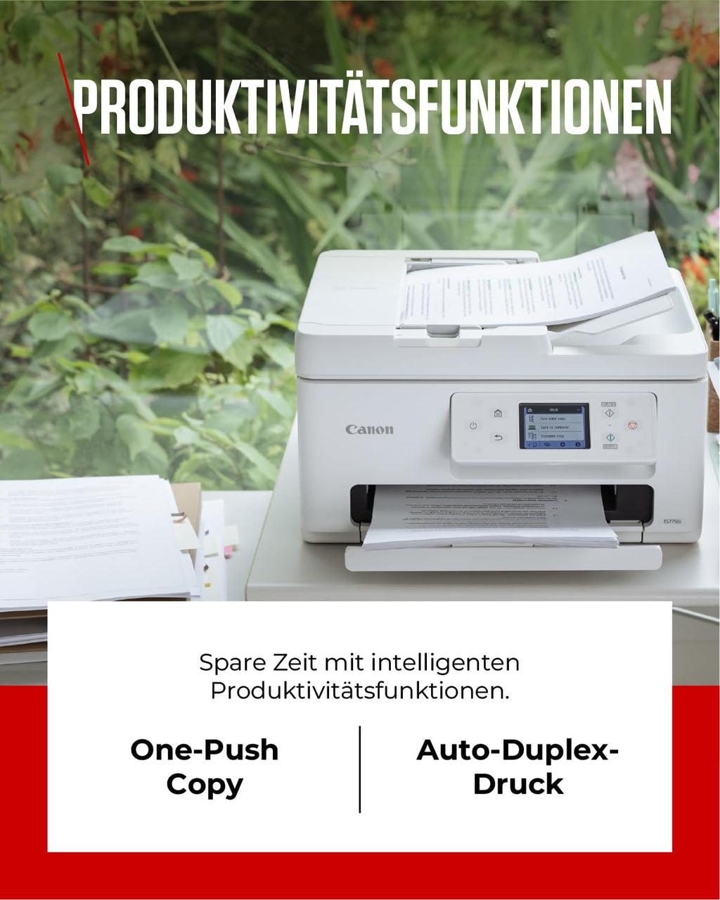 Canon PIXMA TS7750i Multifunktionsdrucker 4in1 (Tintenstrahl,Drucken, Kopieren, Scannen,Faxen, A4, 6,7 cm Touch, WLAN, 35 Blatt ADF, 2 Papierzuführungen, kompatibel mit Pixma Print Plan "Abo") Weiß