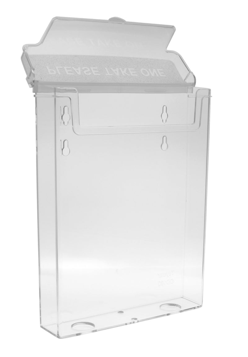 TAYMAR DIN A5 Prospekthalter, Prospektbox mit Deckel, Wetterfest (auch für den Außenbereich geeignet), Klar