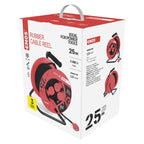 EMOS - Kabeltrommel 25m - 4 Schuko-Steckdosen - wasserdicht, schlagfest, hitze- & kältebeständig - 230V, 16A, 3680W - Gummi-Isolierung - H05RR-F3G 1,5 mm2 - IP44 für Außenbereich