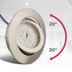 B.K.Licht - 5er Set LED Einbaustrahler 230V dimmbar in Stufen, schwenkbar, Lochdurchmesser 68mm, LED Spot, flach, Deckenspots, Spots, Einbauleuchten, Einbauspots, 82x28 mm, Matt-Nickel