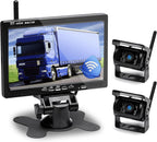 Hikity Rückfahrkamera Kabellos 7" Camper-Set mit 2 Geteilte Rück Kamera mit Nachtsicht IP67 Wasserdicht+Videoaufzeichnung für LKW, Anhänger Bus PKW Wohnmobile Vans 12V-24V
