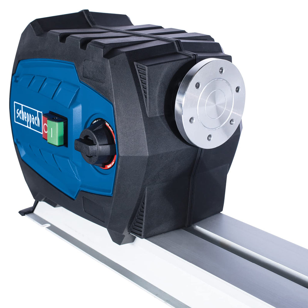 Scheppach DM600VARIO Drechselbank Drechselmaschine | 550W Leistung | stufenlose Geschwindigkeit - variable Drehzahl von 800–3000 Umdrehungen | Werkstück max. 60 x 25 cm inkl. Planscheibe