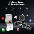 Dashcam Auto Vorne Hinten 2K/1080P,4 Kanal Auto Kamera mit 64GB SD-Karte,360°Dash Cam mit parküberwachung,3" IPS-Bildschirm,4X140° Weitwinkel,WDR Nachtsicht(8 IR-LEDs),G-Sensor,Loop-Aufnahme,WiFi App