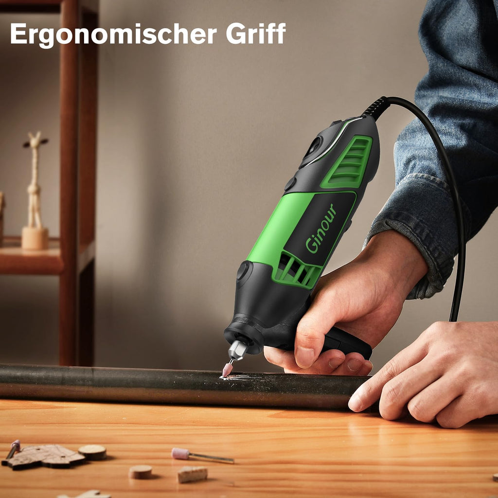 Ginour Multifunktionswerkzeug 200W Rotationswerkzeug Drehwerkzeug mit 135 Zubehör 6 Variable Drehzahl 8000-35000RPM für Bohren, Schneiden, Schärfen und Heimwerker